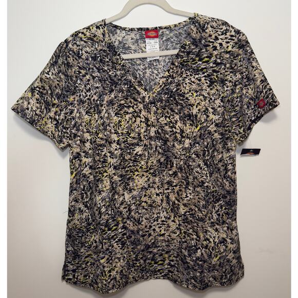 Dickies EDS Women Scrubs Top V-Neck Print DK876 - Size Large - Picture 1 of 3